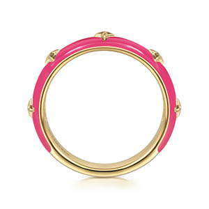 14K Yellow Gold Star Split Stackable with Fuchsia Enamel — Gabriel & Co. LR52658EFY4JJJ