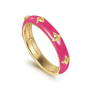 14K Yellow Gold Star Split Stackable with Fuchsia Enamel — Gabriel & Co. LR52658EFY4JJJ