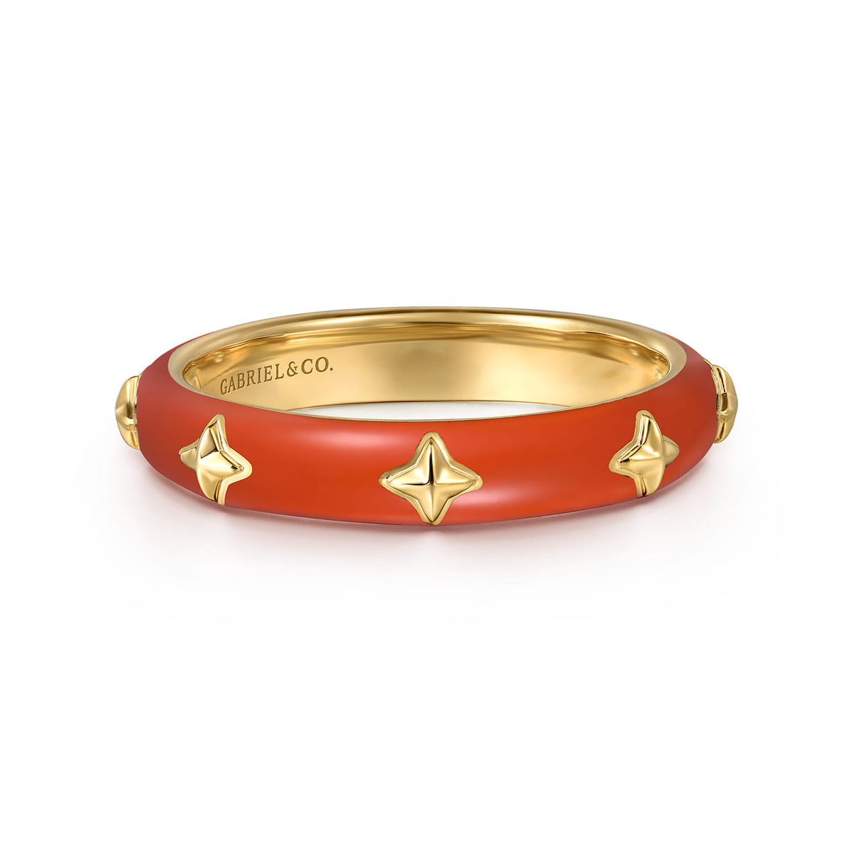 14K Yellow Gold Star Split Stackable with Orange Enamel — Gabriel & Co. LR52658EJY4JJJ