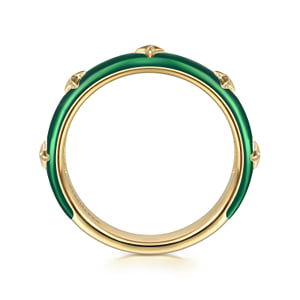 14K Yellow Gold Star Split Stackable with Chrome Green Enamel — Gabriel & Co. LR52658EQY4JJJ