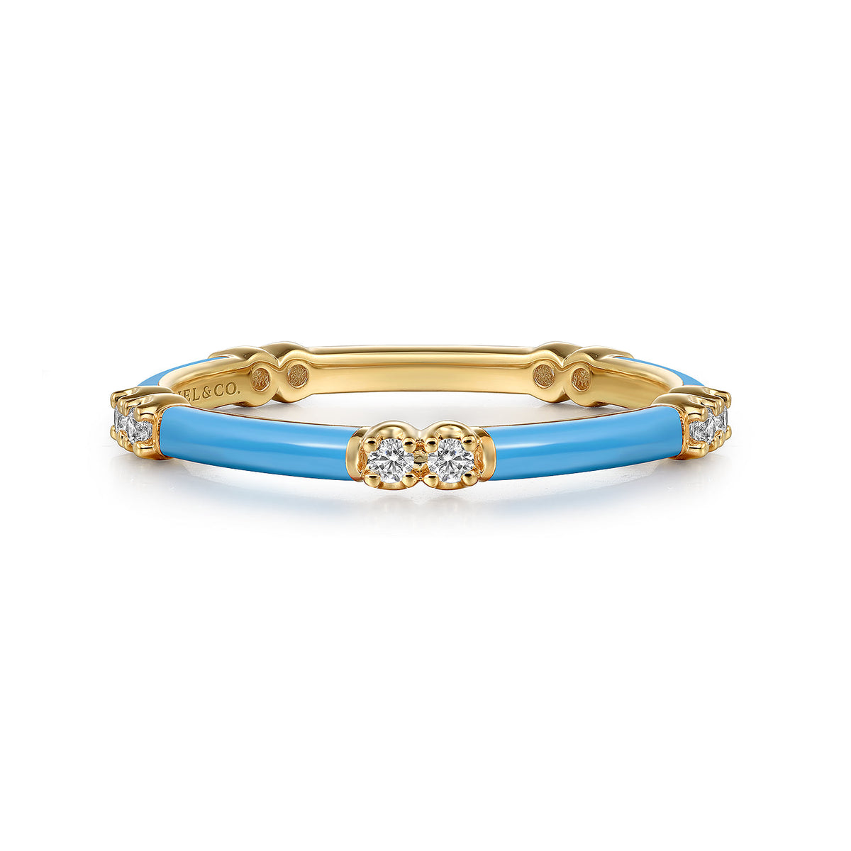 14K Yellow Gold Diamond Station Stackable with Dusk Blue Enamel — Gabriel & Co. LR52659E5Y45JJ