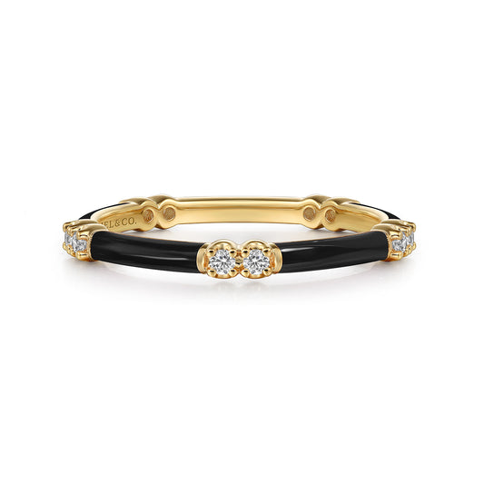 14K Yellow Gold Diamond Station Stackable with Black Enamel — Gabriel & Co. LR52659E8Y45JJ