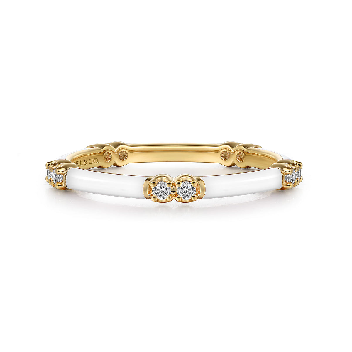 14K Yellow Gold Diamond Station Stackable with White Enamel — Gabriel & Co. LR52659E9Y45JJ
