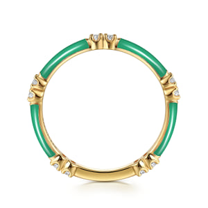 14K Yellow Gold Diamond Station Stackable with Mint Green Enamel — Gabriel & Co. LR52659EHY45JJ