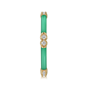14K Yellow Gold Diamond Station Stackable with Mint Green Enamel — Gabriel & Co. LR52659EHY45JJ