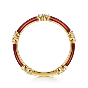 14K Yellow Gold Diamond Station Stackable with Chrome Red Enamel — Gabriel & Co. LR52659EOY45JJ