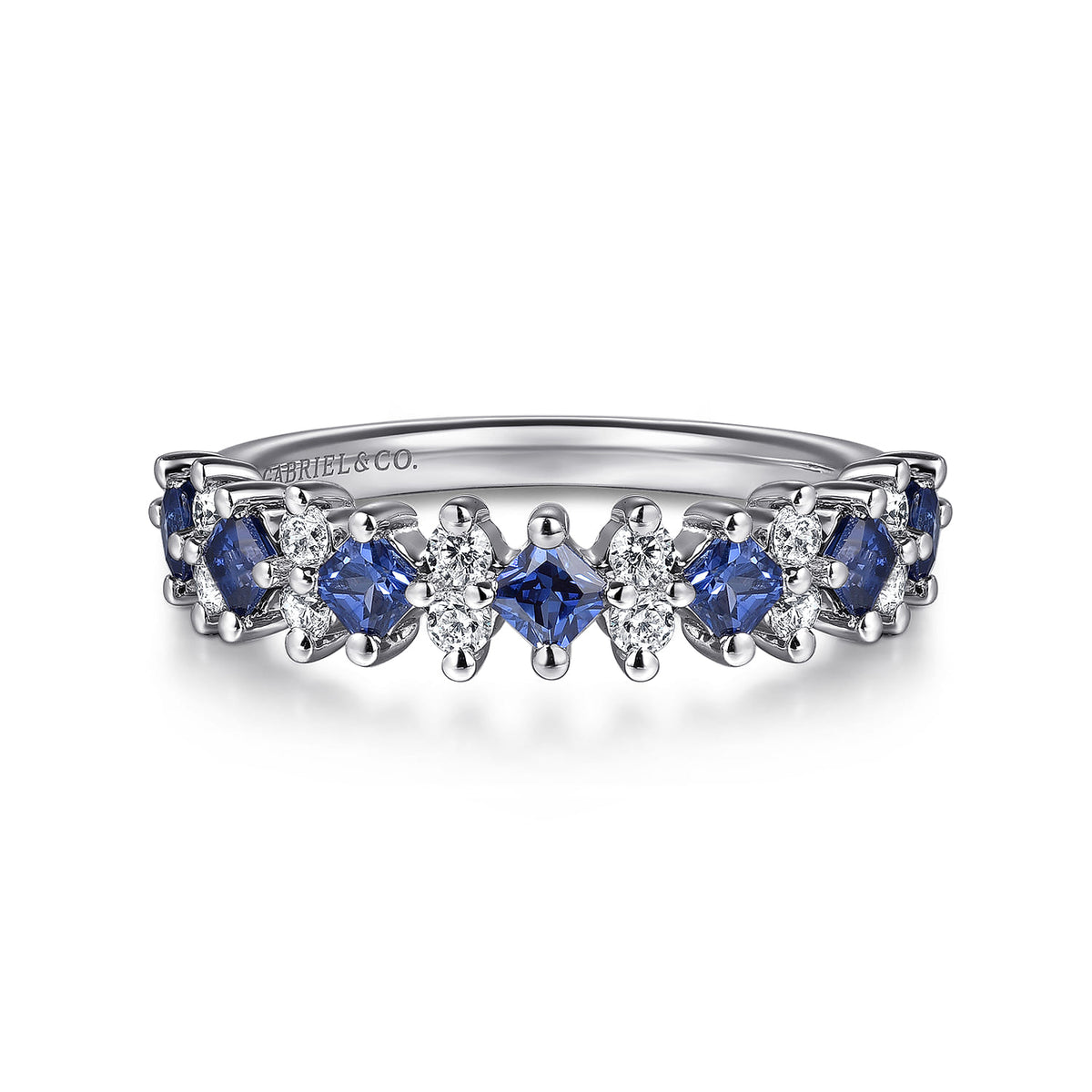 14K White Gold Diamond and Sapphire Stackable Ring — Gabriel & Co. LR52675W45SA