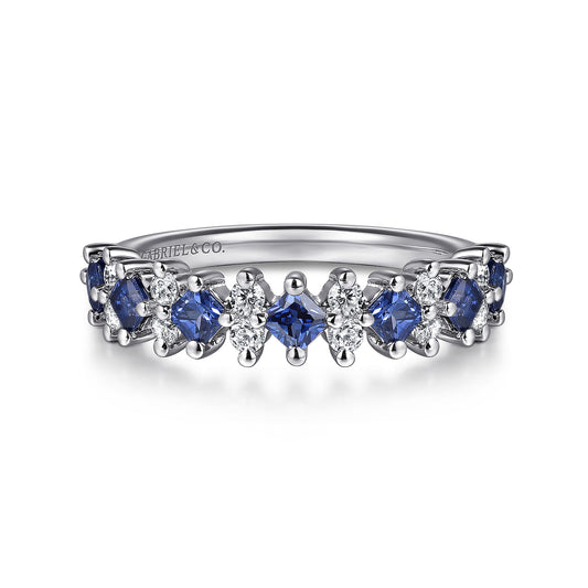 14K White Gold Diamond and Sapphire Stackable Ring — Gabriel & Co. LR52675W45SA