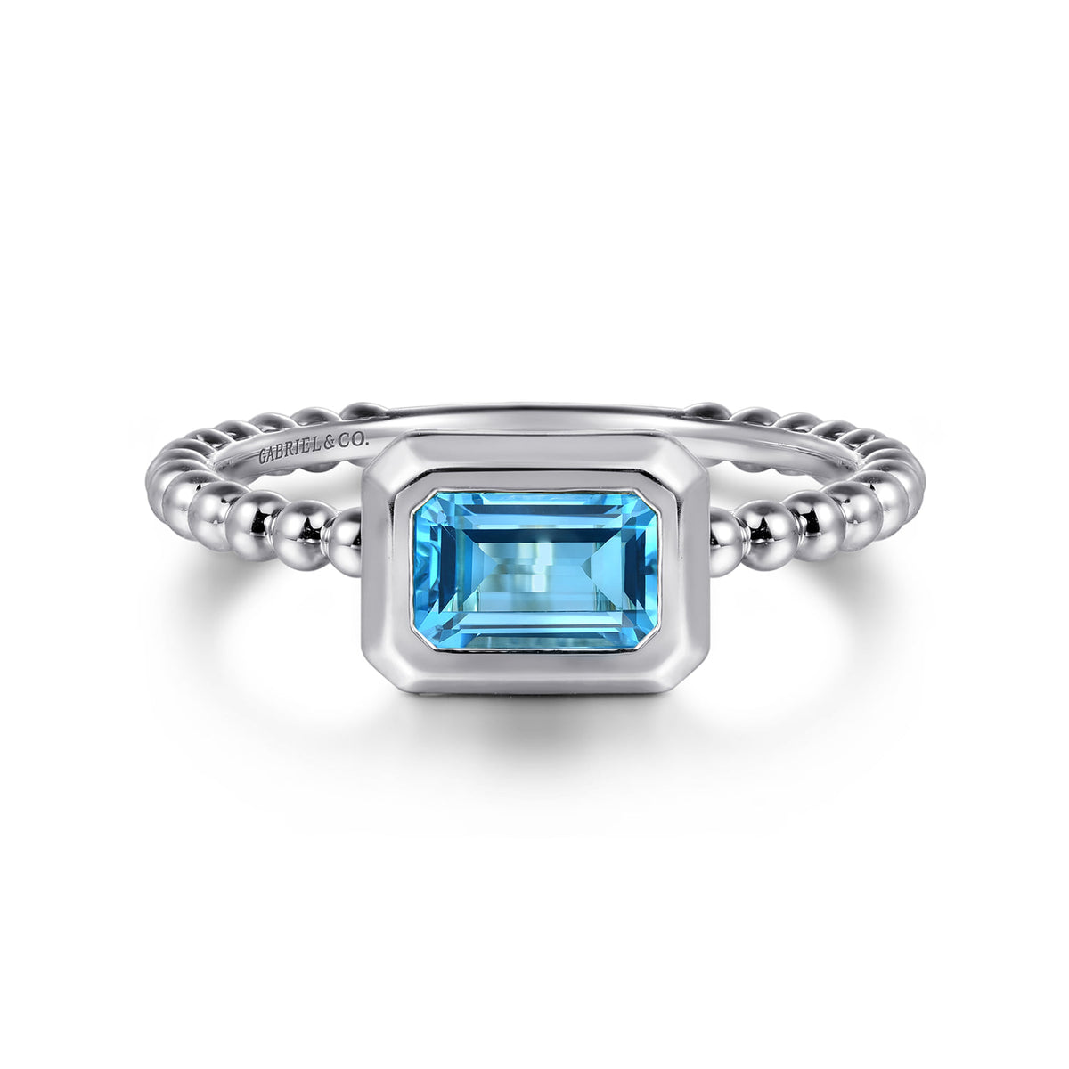 14K White Gold Diamond and Swiss Blue Topaz Promise Ring — Gabriel & Co. LR52684W4JBT