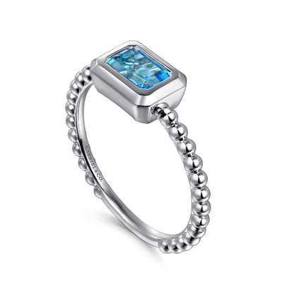 14K White Gold Diamond and Swiss Blue Topaz Promise Ring — Gabriel & Co. LR52684W4JBT