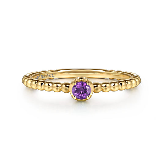 14K Yellow Gold Amethyst Stackable Promise Ring — Gabriel & Co. LR52692Y4JAM