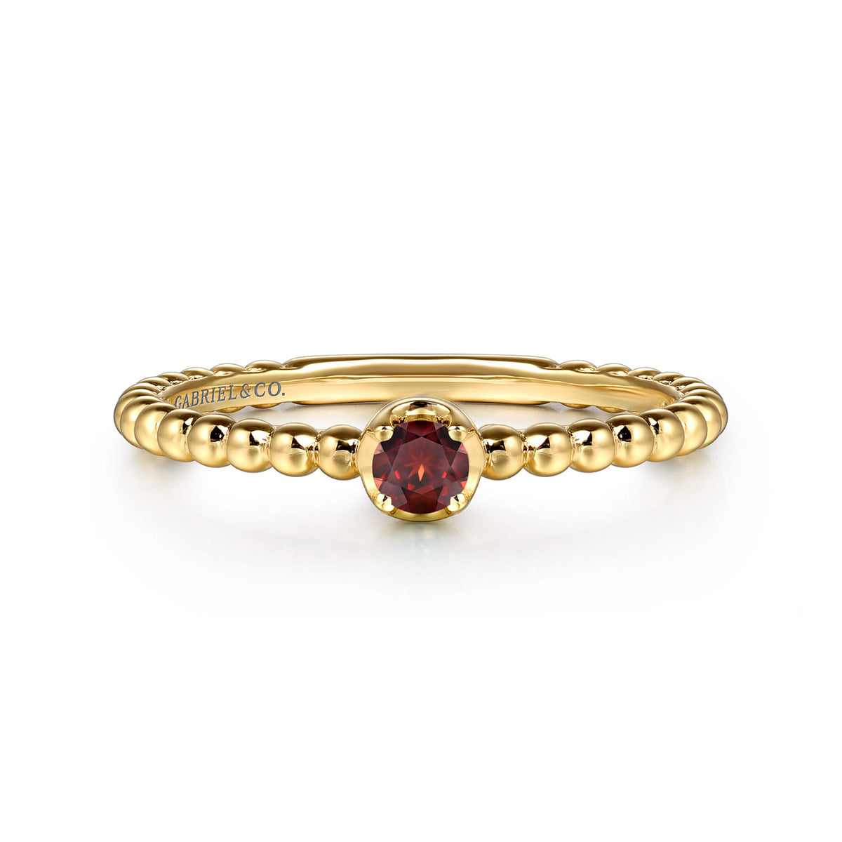 14K Yellow Gold Garnet Stackable Promise Ring — Gabriel & Co. LR52692Y4JGN