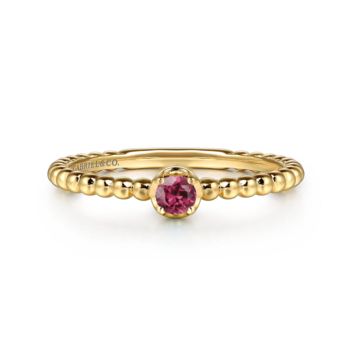 14K Yellow Gold Pink Tourmaline Stackable Promise Ring — Gabriel & Co. LR52692Y4JPT