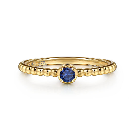 14K Yellow Gold Sapphire Beaded Stackable Promise Ring — Gabriel & Co. LR52692Y4JSA