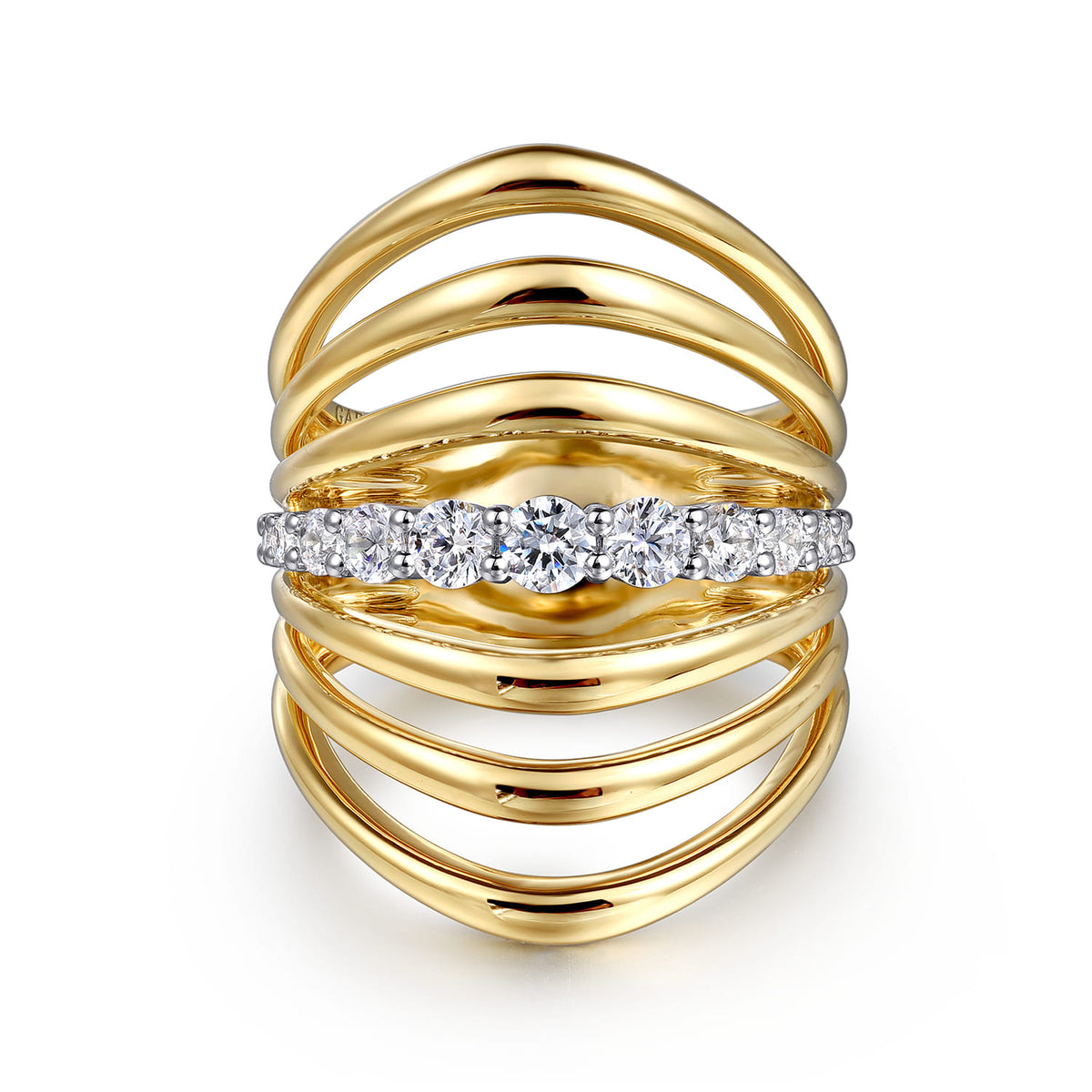 14K White & Yellow Gold Diamond Wide Band Ring — Gabriel & Co. LR52709M45JJ