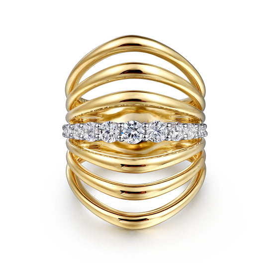 14K White & Yellow Gold Diamond Wide Band Ring — Gabriel & Co. LR52709M45JJ