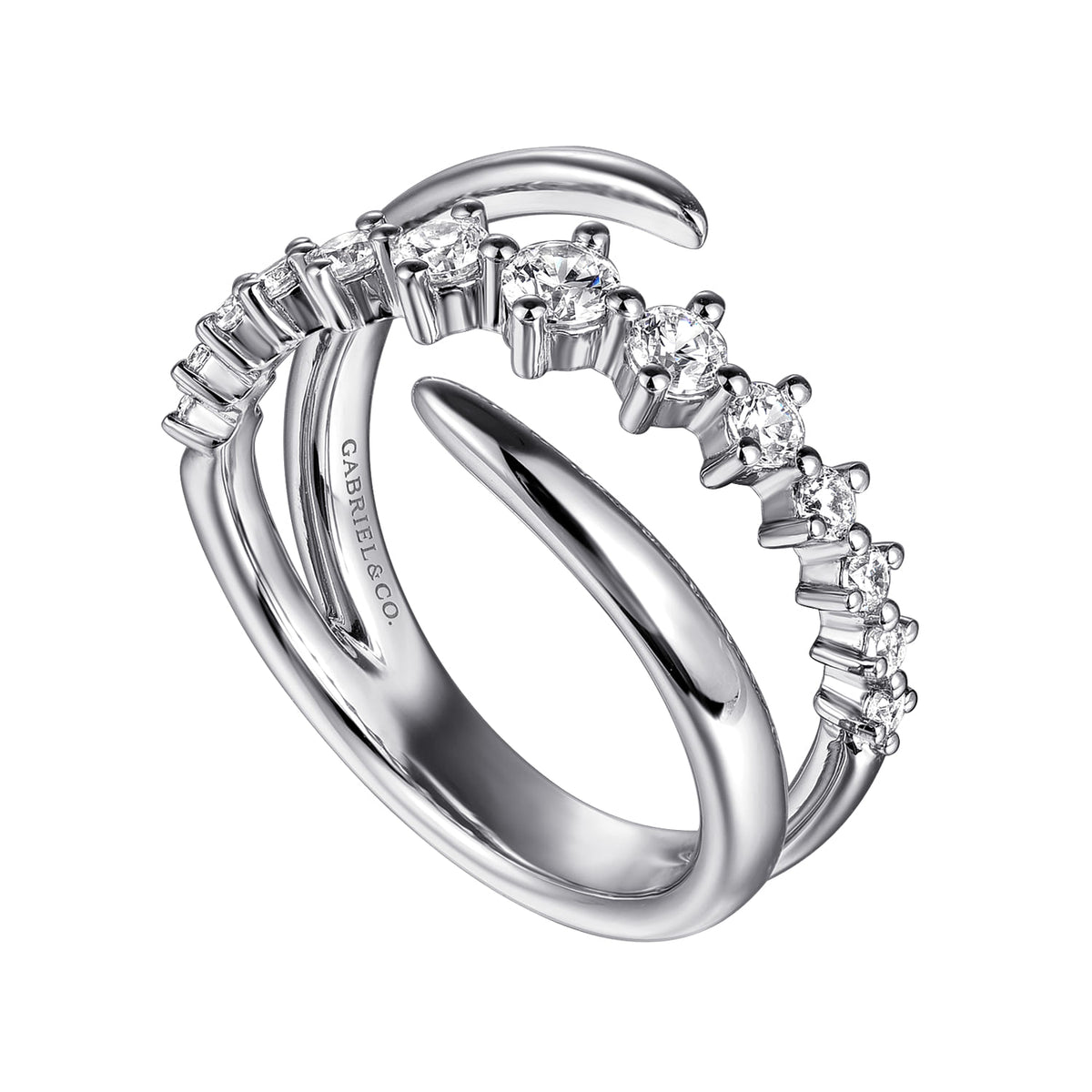 14K White Gold Diamond Bypass Ring — Gabriel & Co. LR52723W45JJ