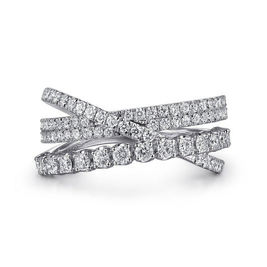 14K White Gold Diamond Criss Cross Ring — Gabriel & Co. LR52751W45JJ