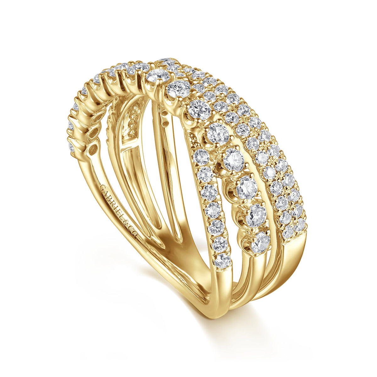 14K Yellow Gold Diamond Criss Cross Ring — Gabriel & Co. LR52751Y45JJ