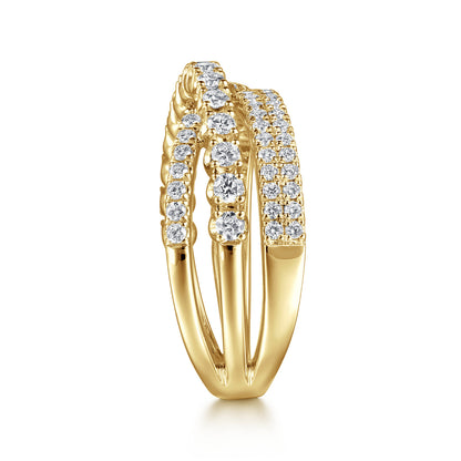 14K Yellow Gold Diamond Criss Cross Ring — Gabriel & Co. LR52751Y45JJ