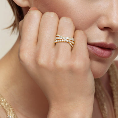 14K Yellow Gold Diamond Criss Cross Ring — Gabriel & Co. LR52751Y45JJ