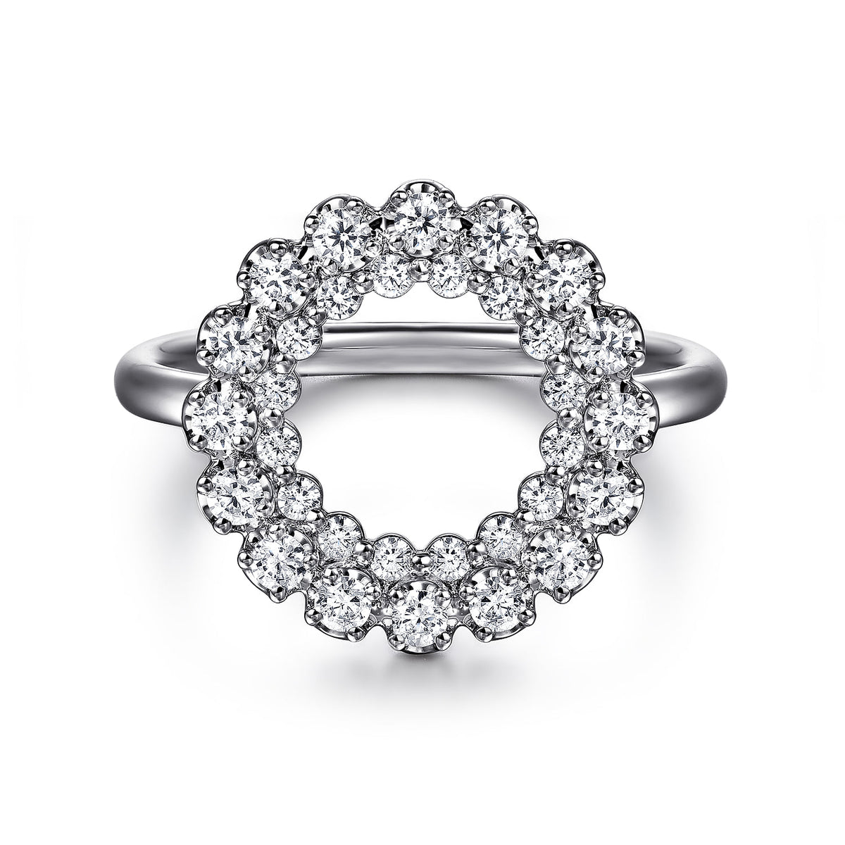 14K White Gold Multi Diamond Circle Fashion Ring — Gabriel & Co. LR52753W45JJ