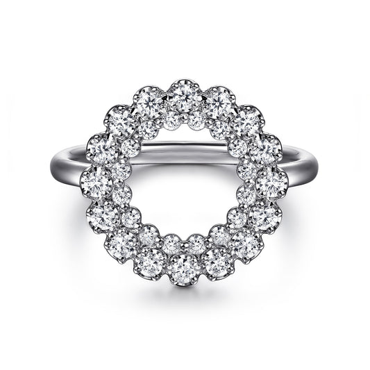 14K White Gold Multi Diamond Circle Fashion Ring — Gabriel & Co. LR52753W45JJ