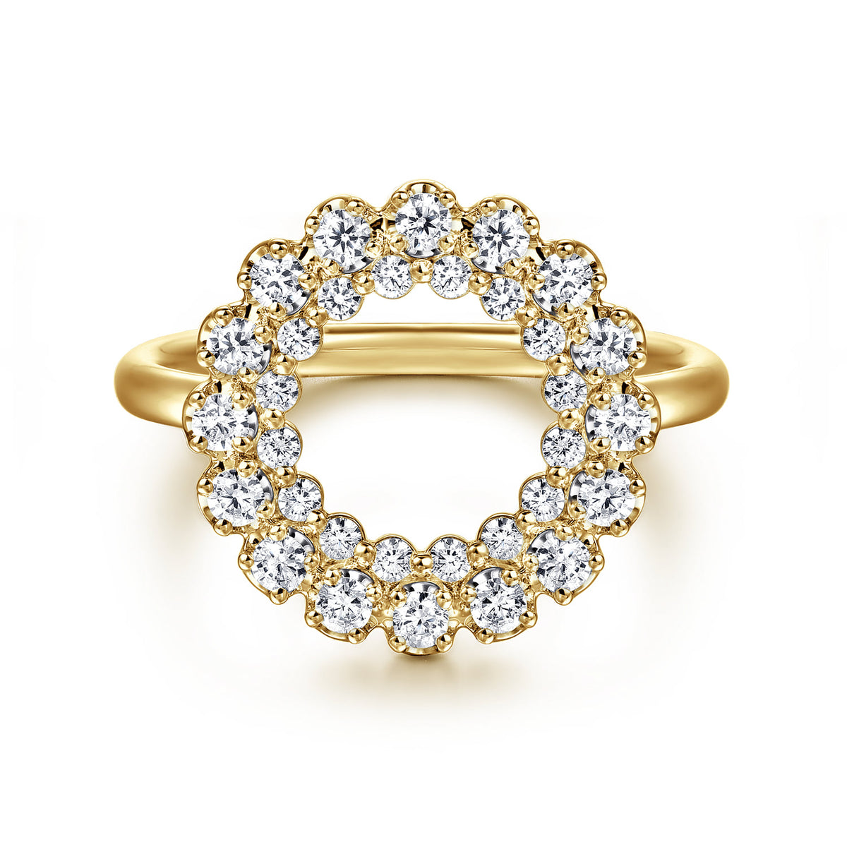 14K Yellow Gold Multi Diamond Circle Fashion Ring — Gabriel & Co. LR52753Y45JJ