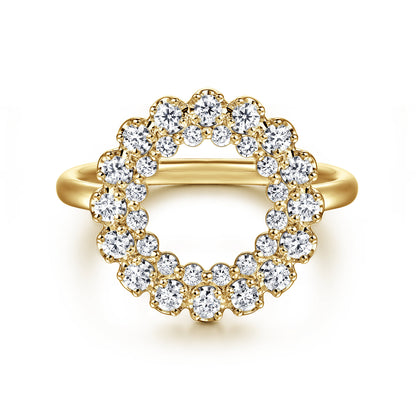 14K Yellow Gold Multi Diamond Circle Fashion Ring — Gabriel & Co. LR52753Y45JJ