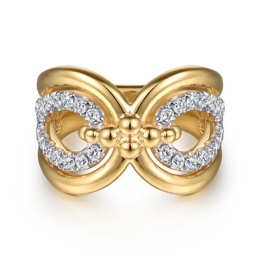 14K Yellow Gold Bujukan Diamond Link Ring — Gabriel & Co. LR52762Y45JJ