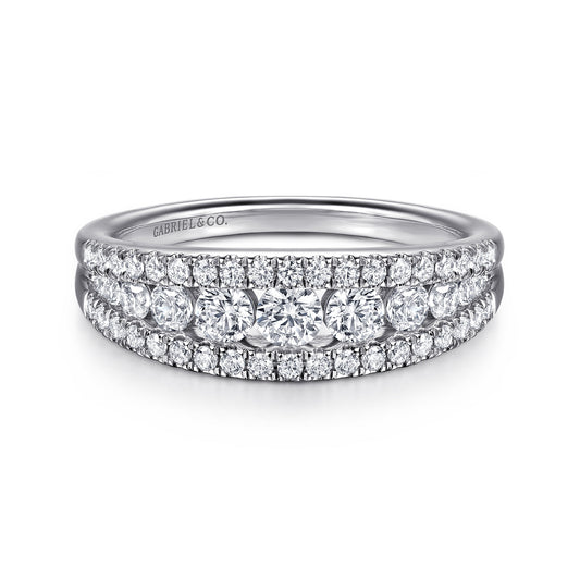 14K White Gold Graduating Diamond Wide Band Ring — Gabriel & Co. LR52770W45JJ