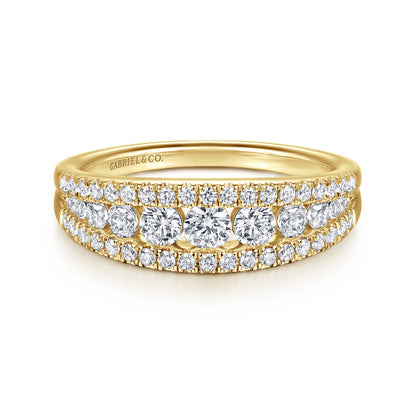 14K Yellow Gold Graduating Diamond Wide Band Ring — Gabriel & Co. LR52770Y45JJ