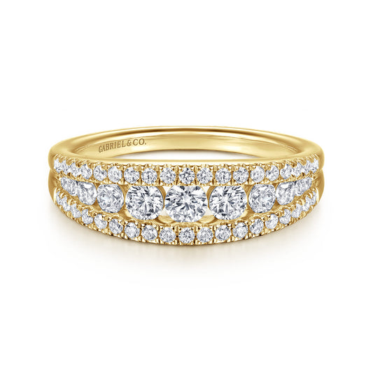 14K Yellow Gold Graduating Diamond Wide Band Ring — Gabriel & Co. LR52770Y45JJ