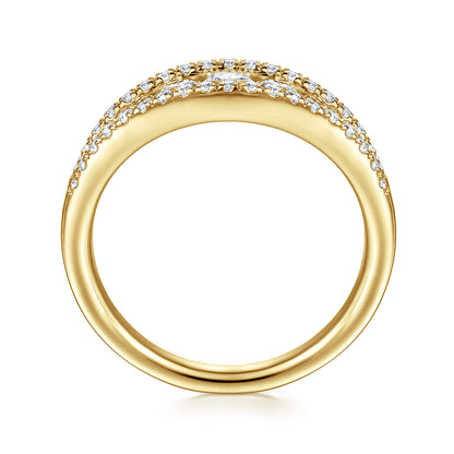 14K Yellow Gold Graduating Diamond Wide Band Ring — Gabriel & Co. LR52770Y45JJ