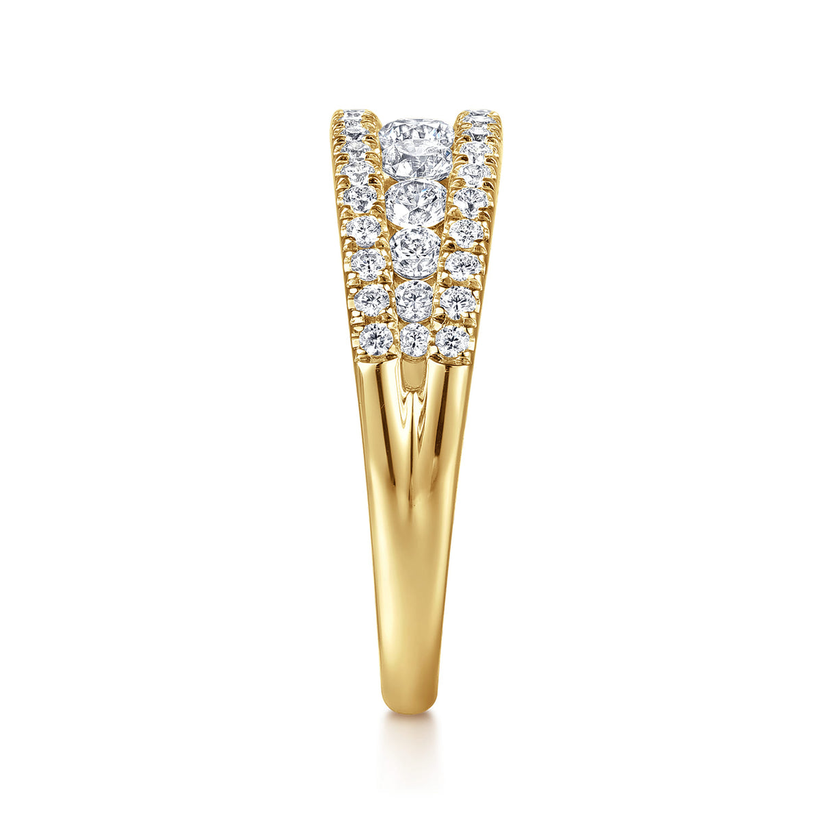 14K Yellow Gold Graduating Diamond Wide Band Ring — Gabriel & Co. LR52770Y45JJ