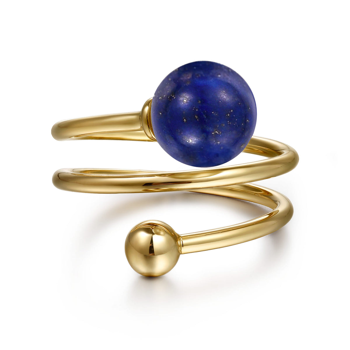14K Yellow Gold Bujukan Beads and Lapis Bypass Ring — Gabriel & Co. LR52771Y4JLP