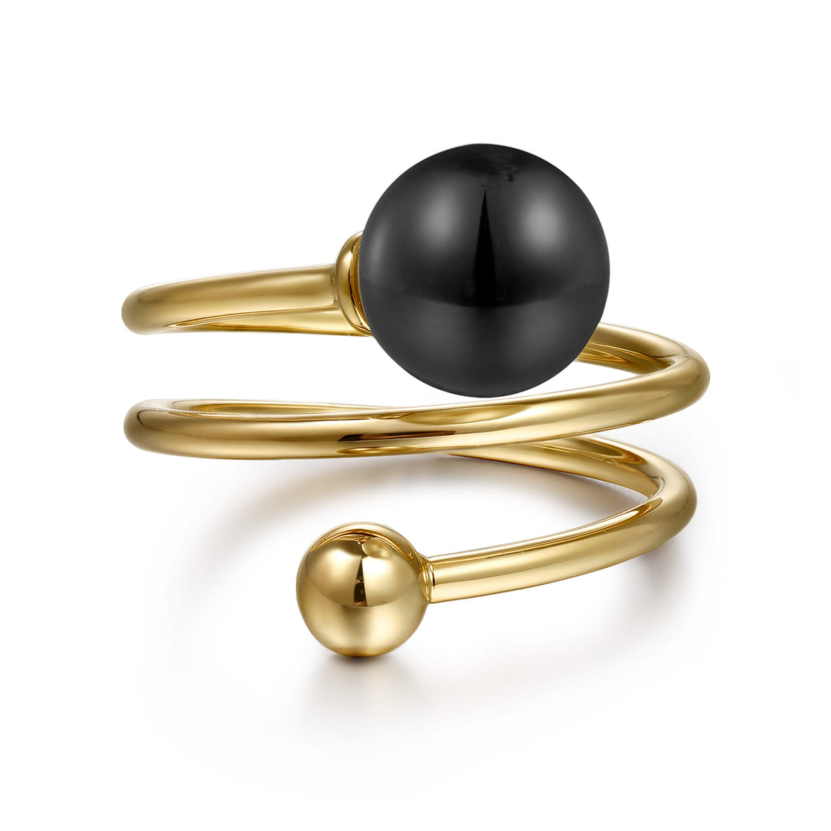 14K Yellow Gold Bujukan Beads and Black Onyx Bypass Ring — Gabriel & Co. LR52771Y4JOX