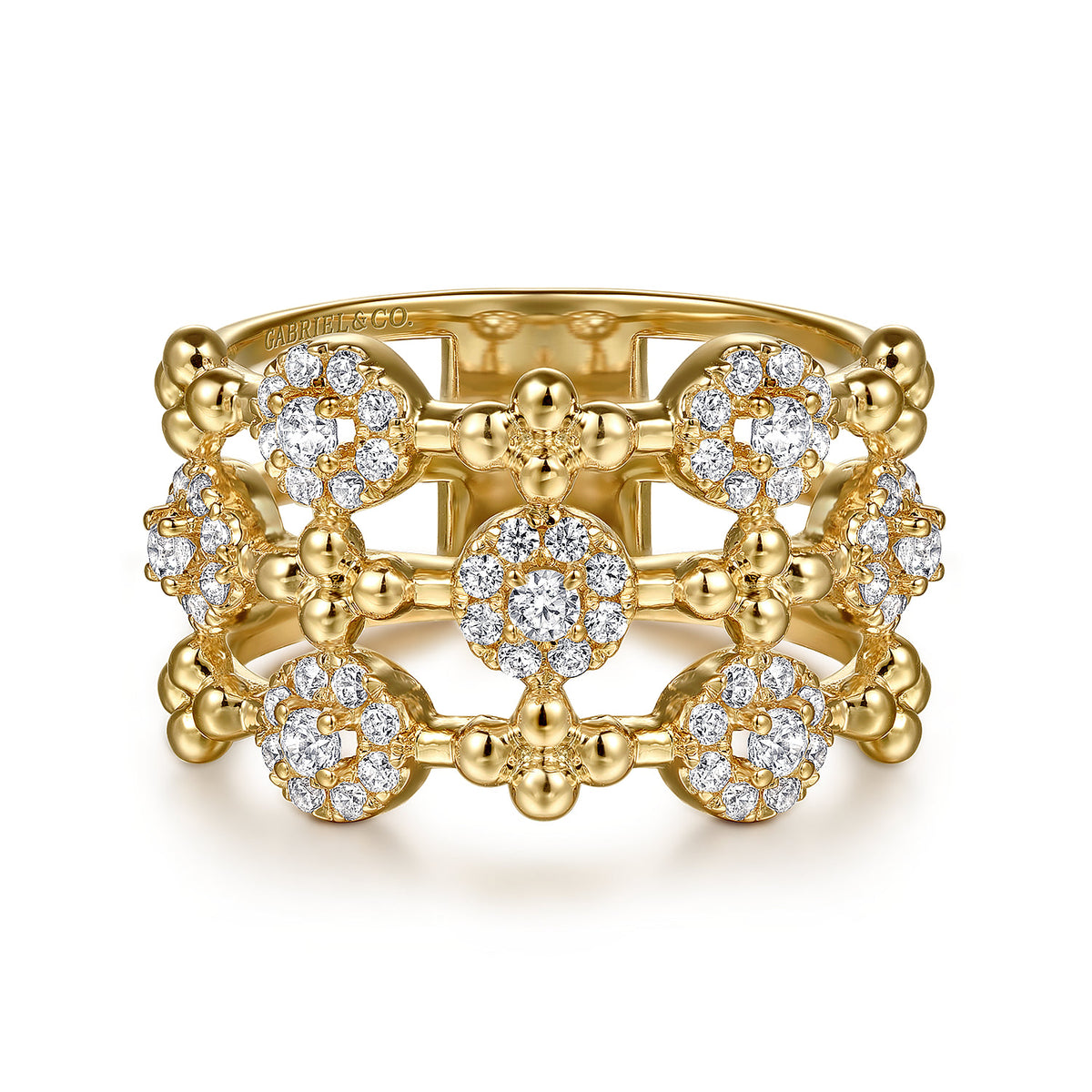 14K Yellow Gold Bujukan Diamond Cluster Wide Band Ring — Gabriel & Co. LR52777Y45JJ