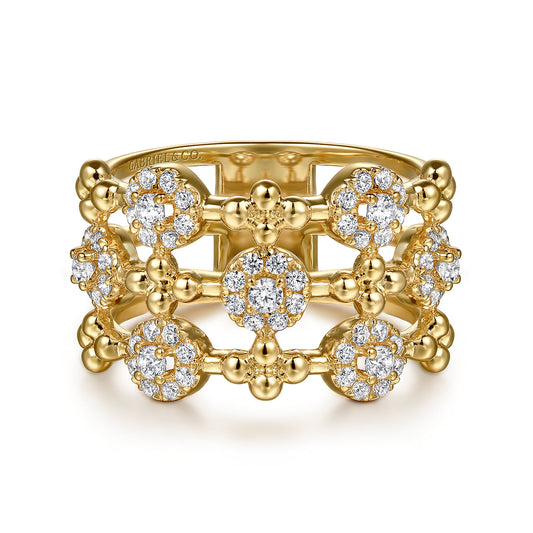 14K Yellow Gold Bujukan Diamond Cluster Wide Band Ring — Gabriel & Co. LR52777Y45JJ