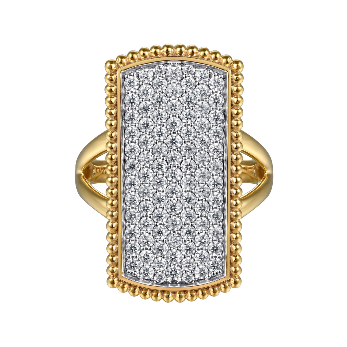 14K Yellow Gold Bujukan Diamond Cluster Signet Ring — Gabriel & Co. LR52778Y45JJ