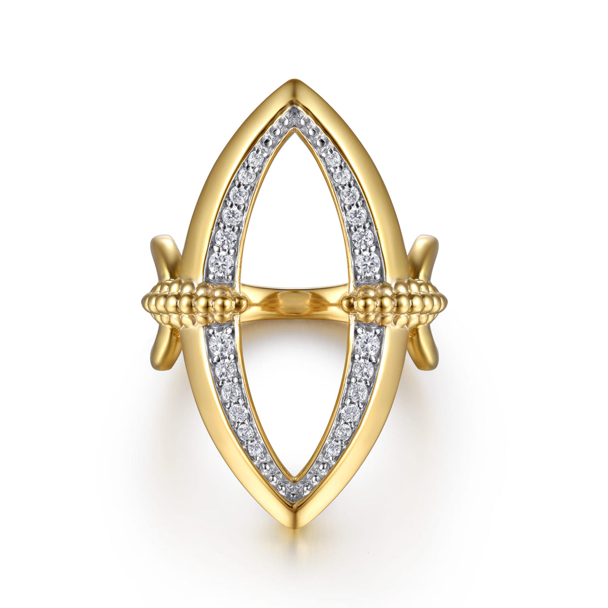 14K Yellow Gold Bujukan and Diamond Marquise Ladies Ring — Gabriel & Co. LR52787Y45JJ