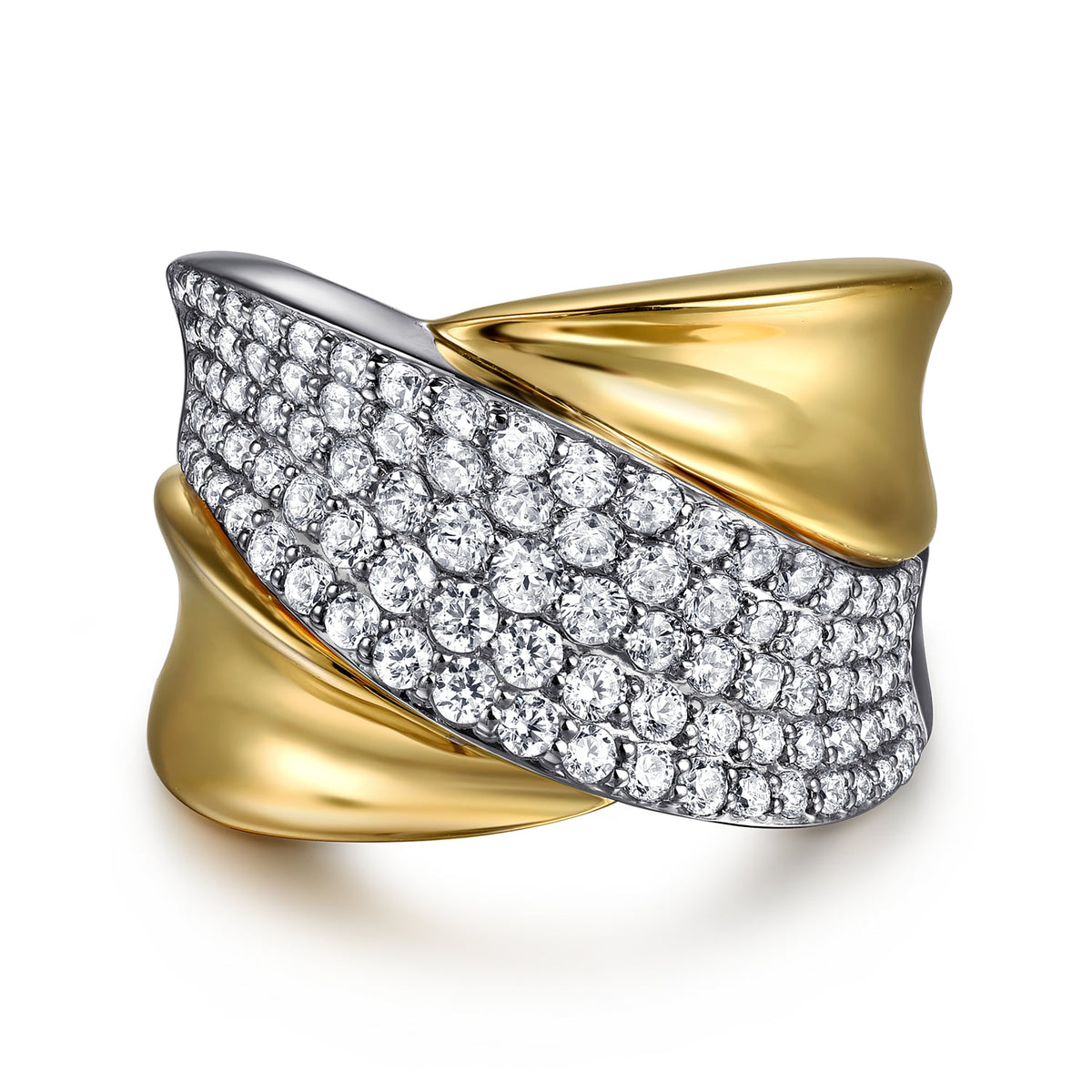14K White & Yellow Gold Pave Diamond Ring — Gabriel & Co. LR52798M45JJ