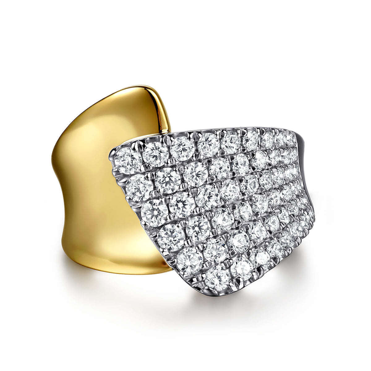 14K White & Yellow Gold Graduating Diamond Bypass Ring — Gabriel & Co. LR52801M45JJ
