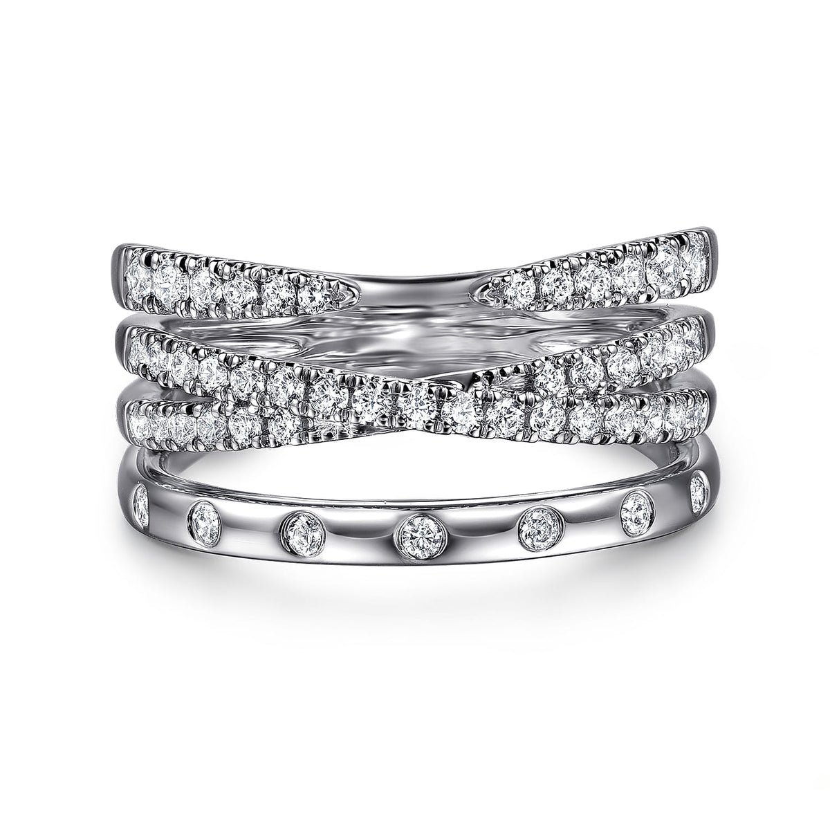 14K White Gold Graduating Diamond Spike Easy Stackable Ring — Gabriel & Co. LR52804W45JJ