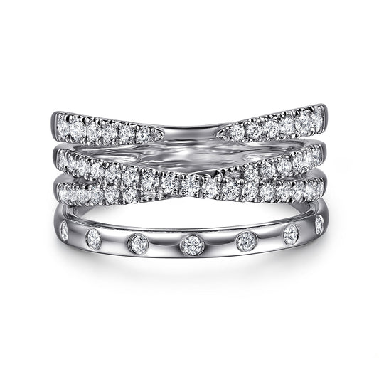 14K White Gold Graduating Diamond Spike Easy Stackable Ring — Gabriel & Co. LR52804W45JJ
