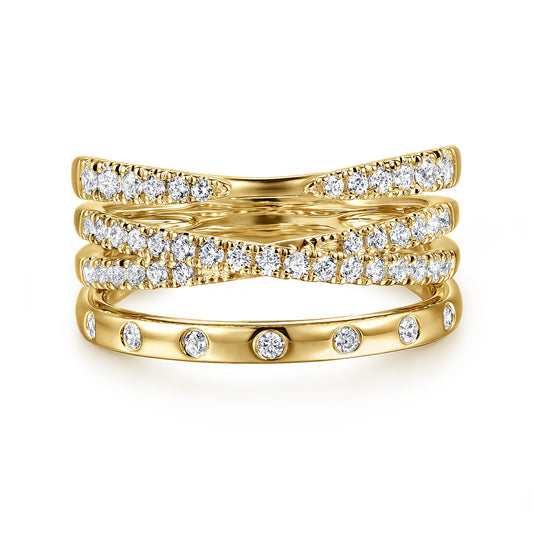 14K Yellow Gold Graduating Diamond Spike Easy Stackable Ring — Gabriel & Co. LR52804Y45JJ
