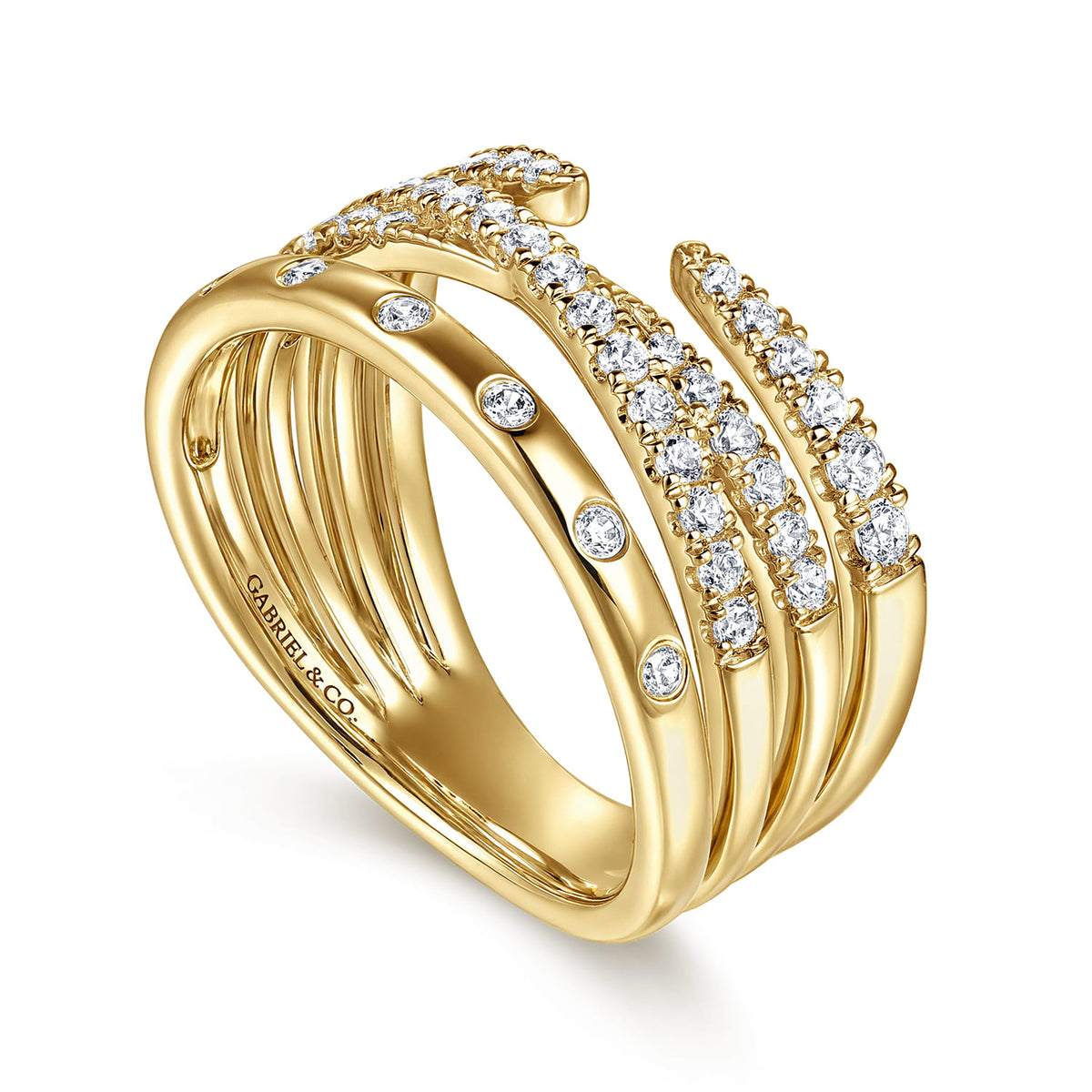 14K Yellow Gold Graduating Diamond Spike Easy Stackable Ring — Gabriel & Co. LR52804Y45JJ