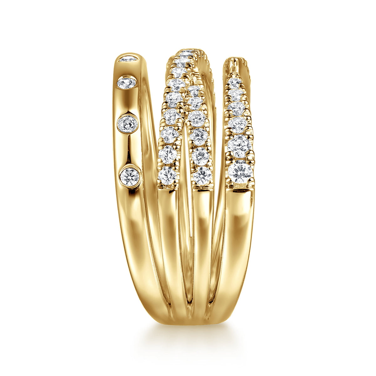 14K Yellow Gold Graduating Diamond Spike Easy Stackable Ring — Gabriel & Co. LR52804Y45JJ