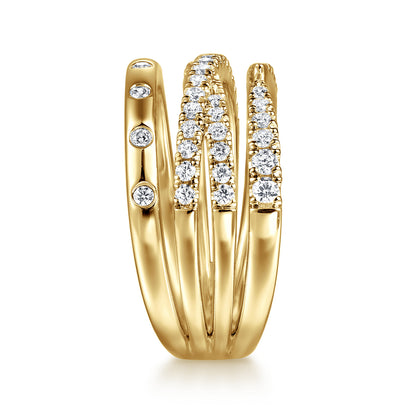 14K Yellow Gold Graduating Diamond Spike Easy Stackable Ring — Gabriel & Co. LR52804Y45JJ