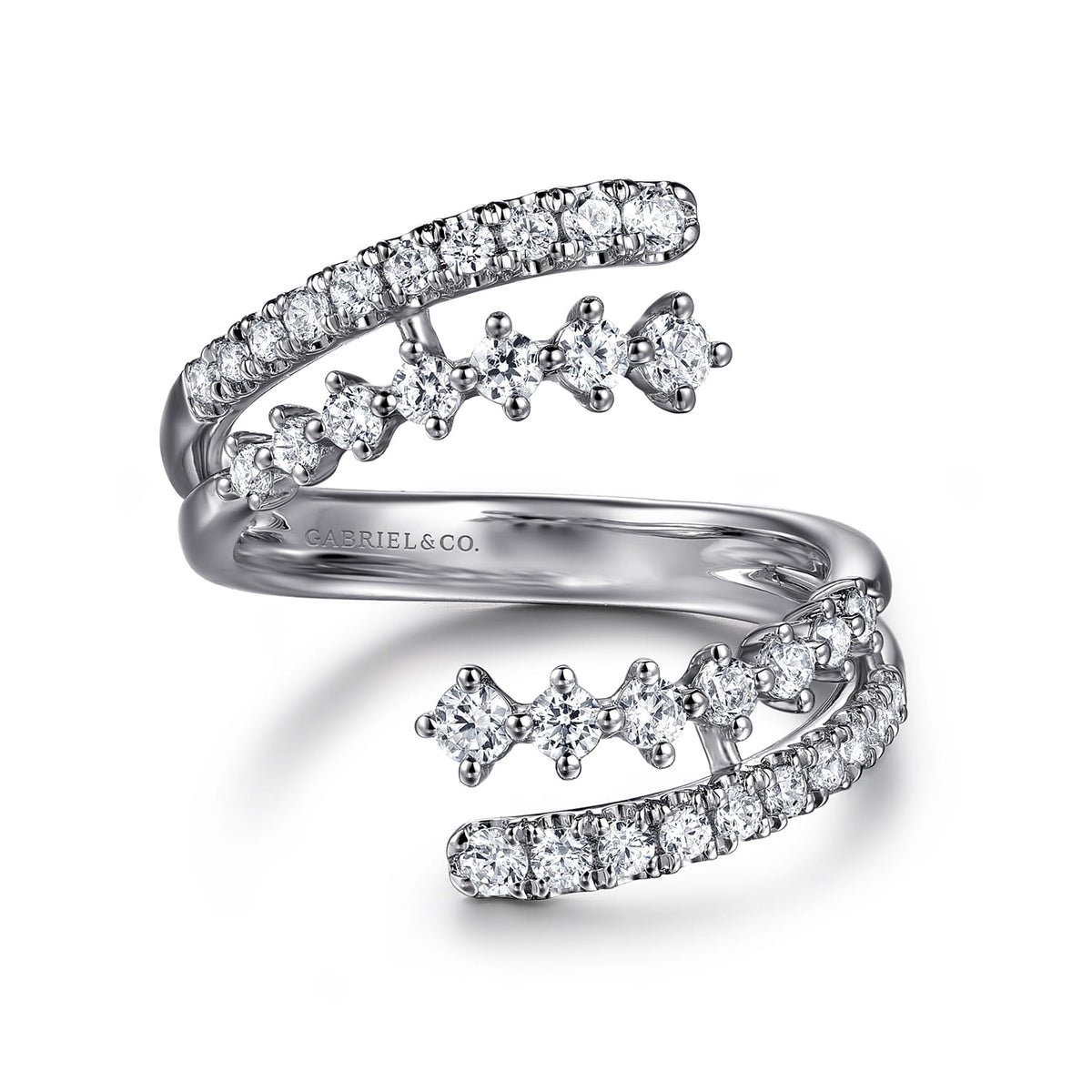 14K White Gold Graduating Diamond Bypass Ring — Gabriel & Co. LR52806W45JJ